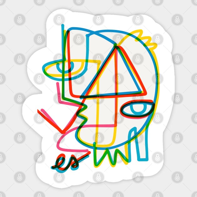 Graffiti Abstract Line Art Cubist Portrait Sticker by signorino